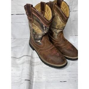 Itasca Leather Brown/ buckaroo camo Boots Unisex Kids (size 4)